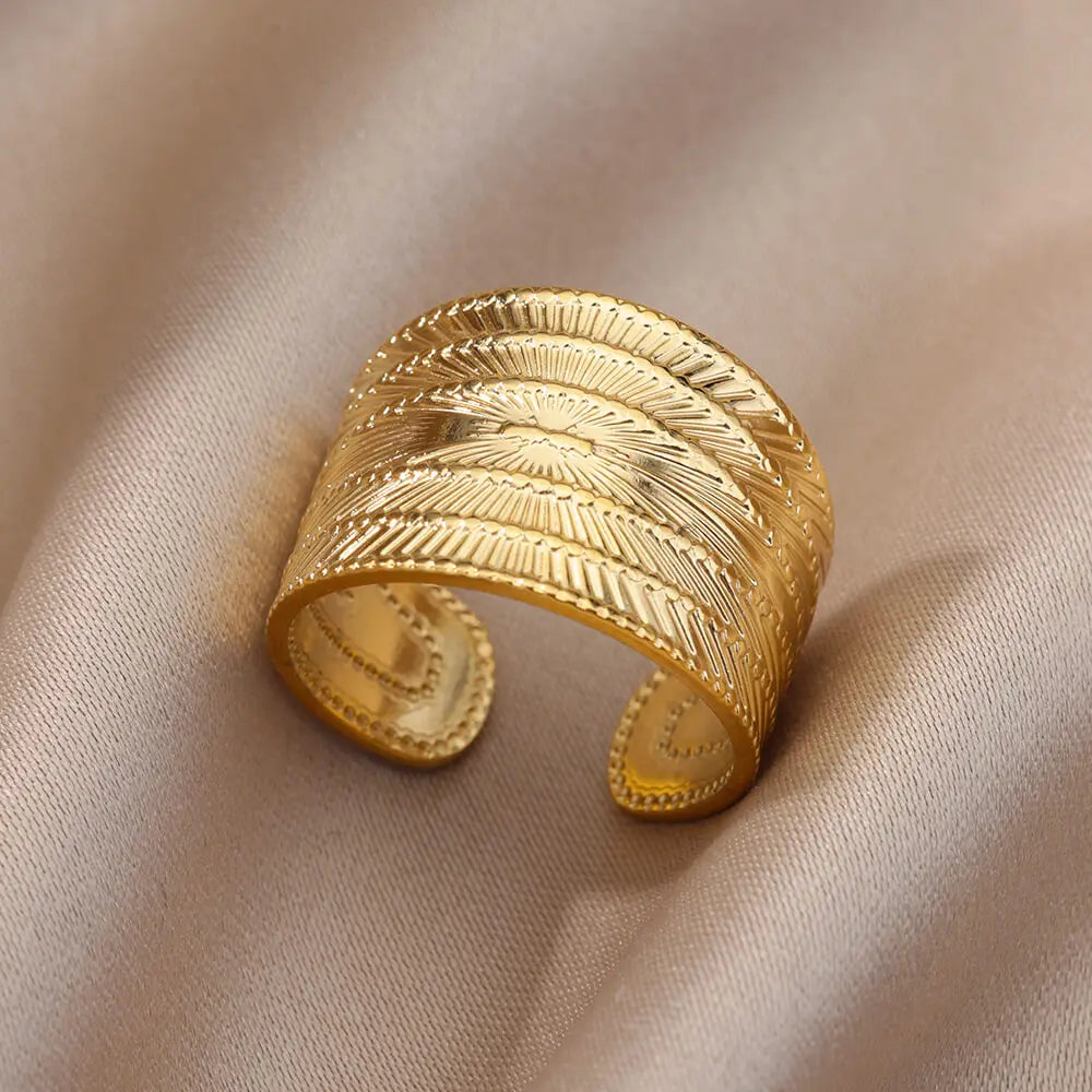 2025 Trendy Gold Stainless Steel Rings for Women – Wedding & Couple Jewelry