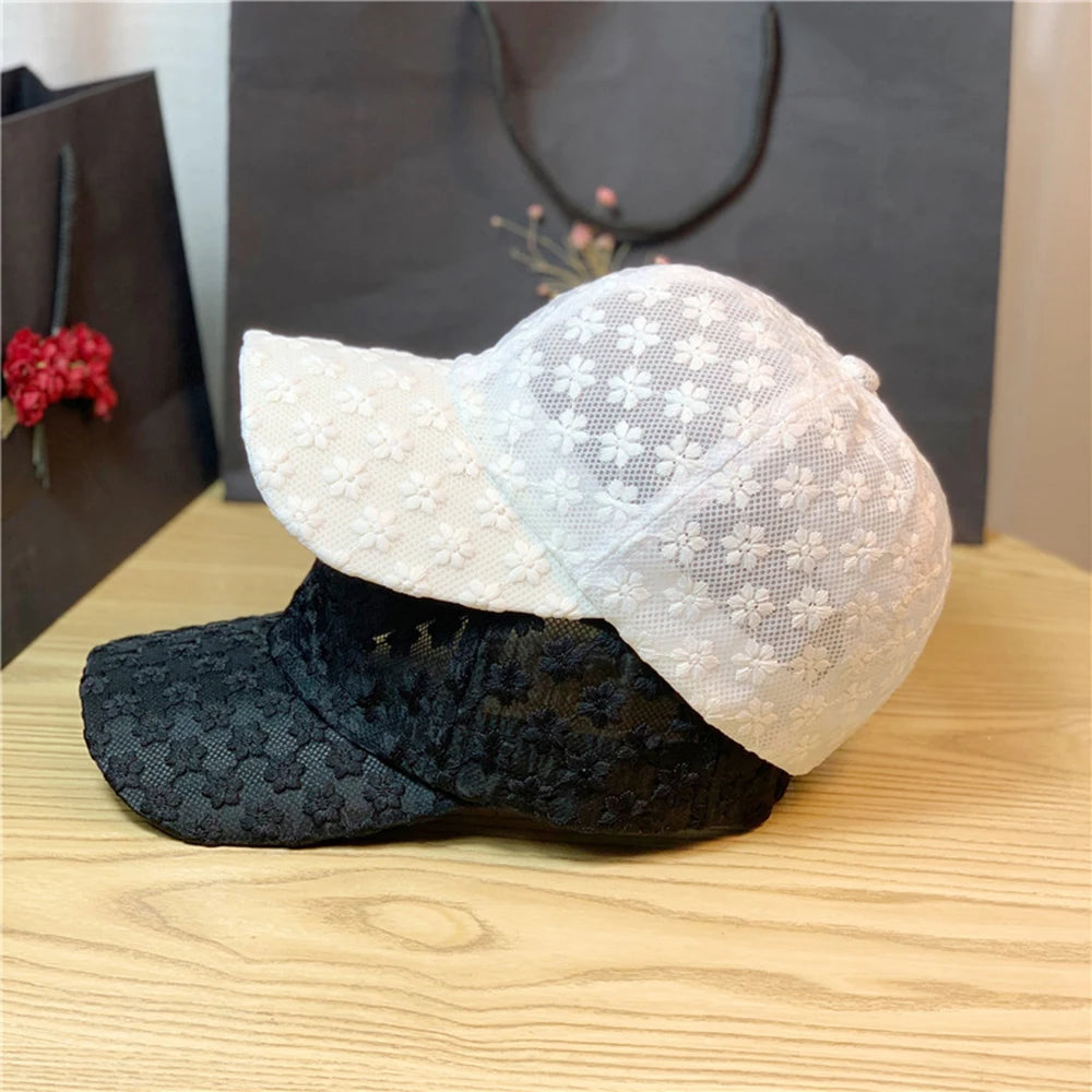 Lace Flower Thin Baseball Cap – Women’s Summer Breathable Sun Hat