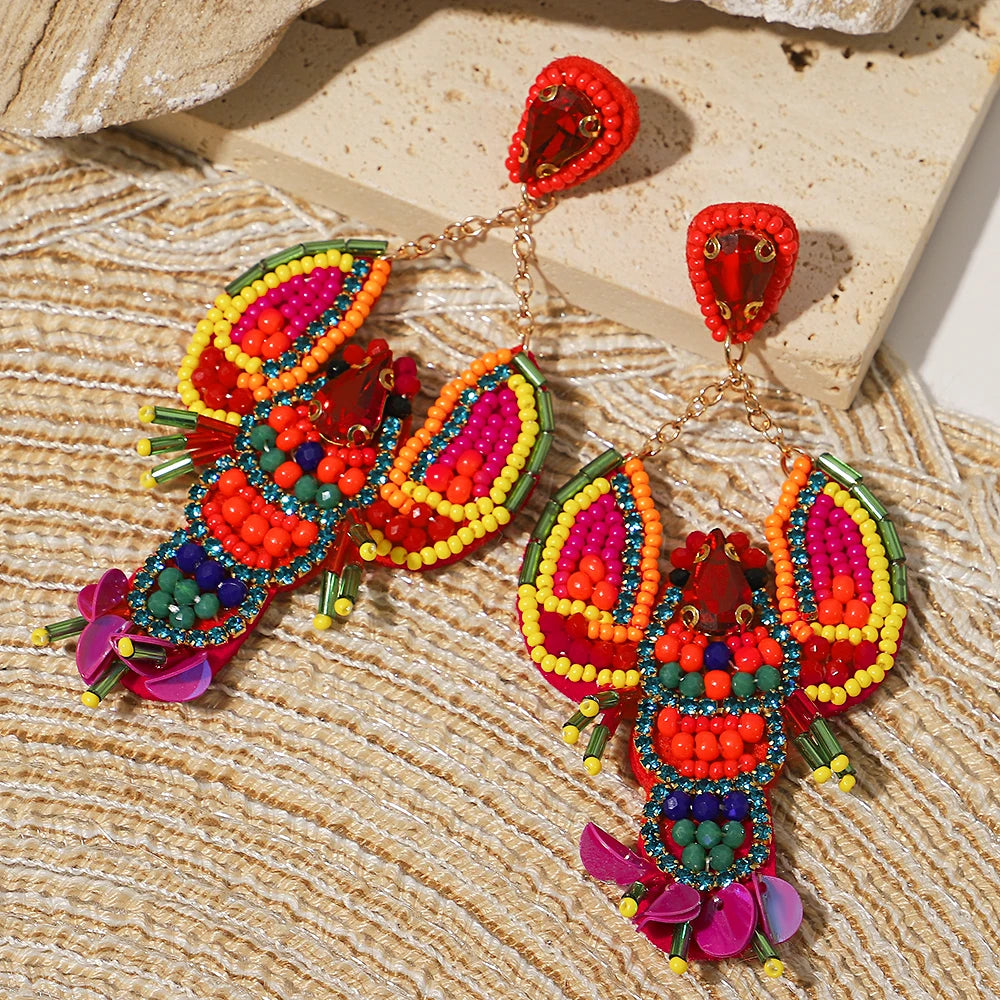 Bohemian Starfish Lobster Conch Earrings – Handmade Summer Beach Jewelry