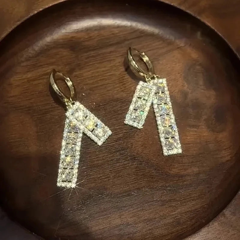 Rectangular Zircon Earrings – Elegant Women’s Wedding Jewelry