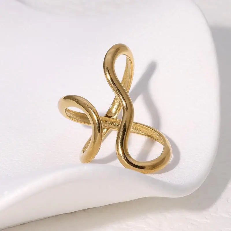 18K Gold Plated Open Ring – Waterproof Stainless Steel Women’s Jewelry