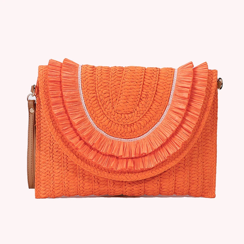 Raffia Straw Woven Wrist Clutch & Shoulder Crossbody Bag – Handmade Summer Beach Purse for Women