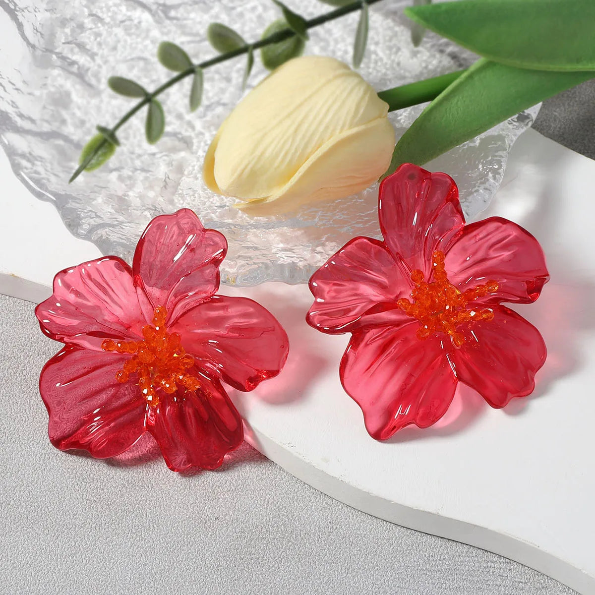 Colorful Resin Flower Earrings – Luxury Women’s Holiday Jewelry