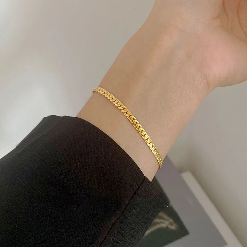Gold Stainless Steel Twist Cuban Chain Bracelet – Women’s Jewelry Gift