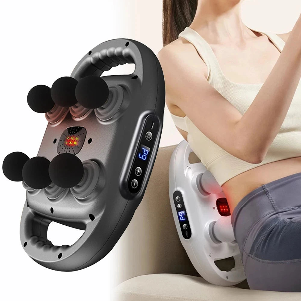 Fascia Gun Muscle Massager – Professional High-Frequency Massage Gun with 6 Heads for Back, Waist, Shoulder & Full Body Relief