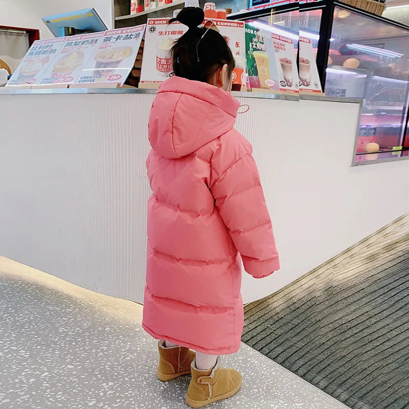 Winter Warm Girls Hooded Puff Jacket – Cotton Lined Zipper Coat, Thick Kids School Outfits 2-14Y