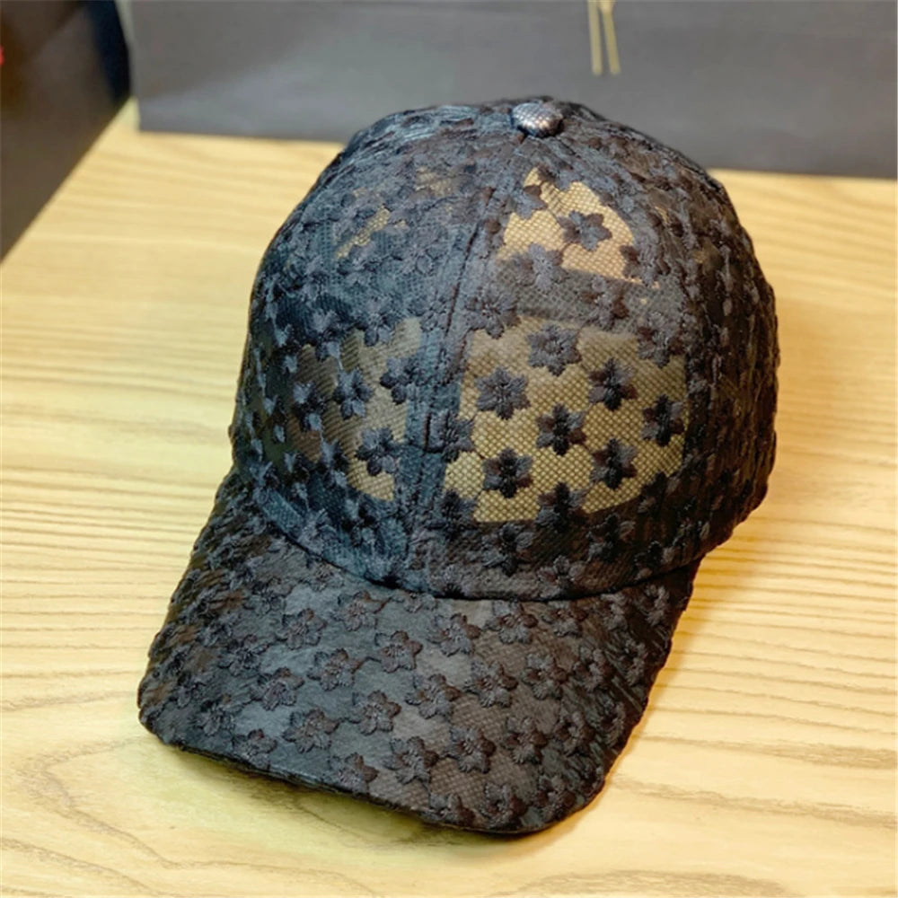 Lace Flower Thin Baseball Cap – Women’s Summer Breathable Sun Hat