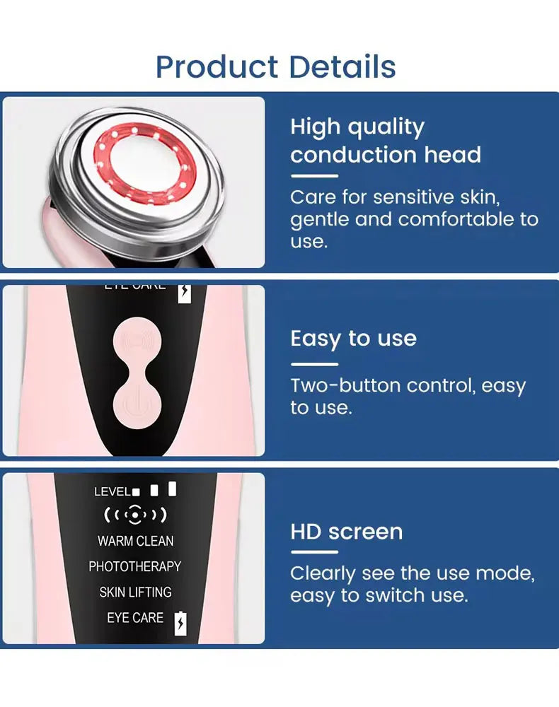 4 in 1 RF EMS Facial Massager Multifunction Skin Care Tools Face Beauty Device Double Chin Removal Face Firming Massager