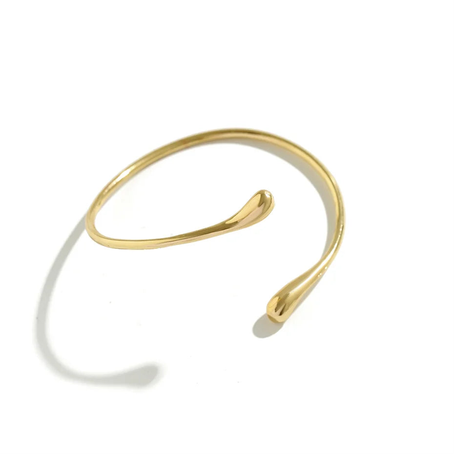 Vintage Water Drop Open Cuff Bangle – Geometric Arm Bracelet for Women 2025