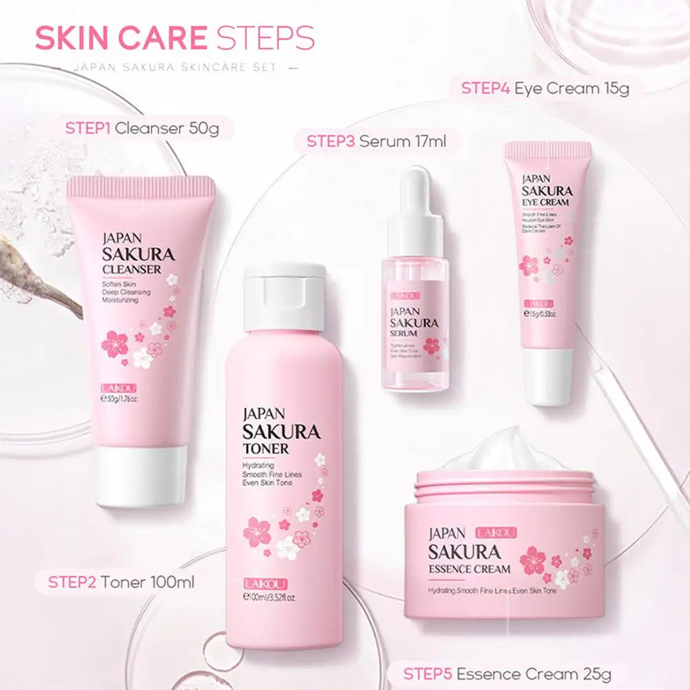 Sakura Skincare Gift Set – Cream, Toner, Serum & More (3/5pcs)