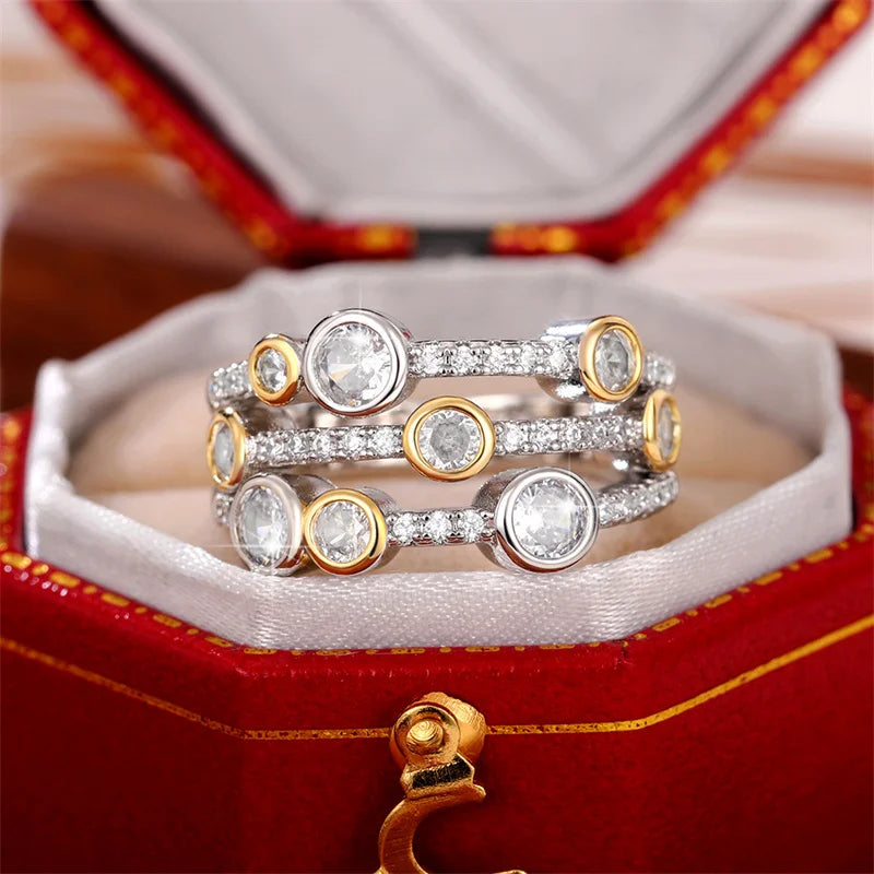 Vintage Two-Tone Cubic Zirconia Ring – Women’s Luxury Anniversary Jewelry