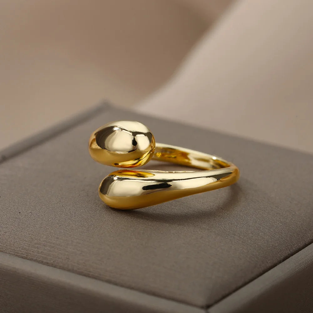 2025 Trendy Gold Stainless Steel Rings for Women – Wedding & Couple Jewelry