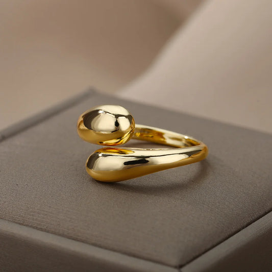 2025 Trendy Gold Stainless Steel Rings for Women – Wedding & Couple Jewelry