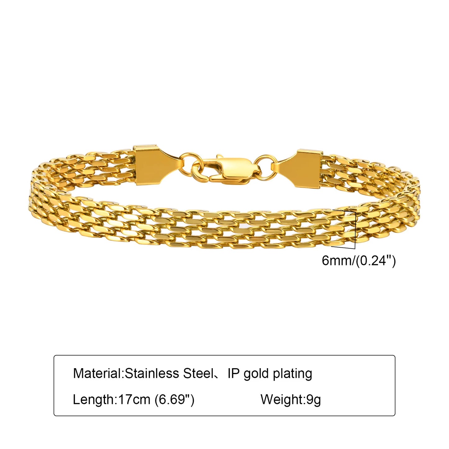 18K Gold Plated Paperclip Chain Bracelet – Adjustable Chunky Stainless Steel Jewelry