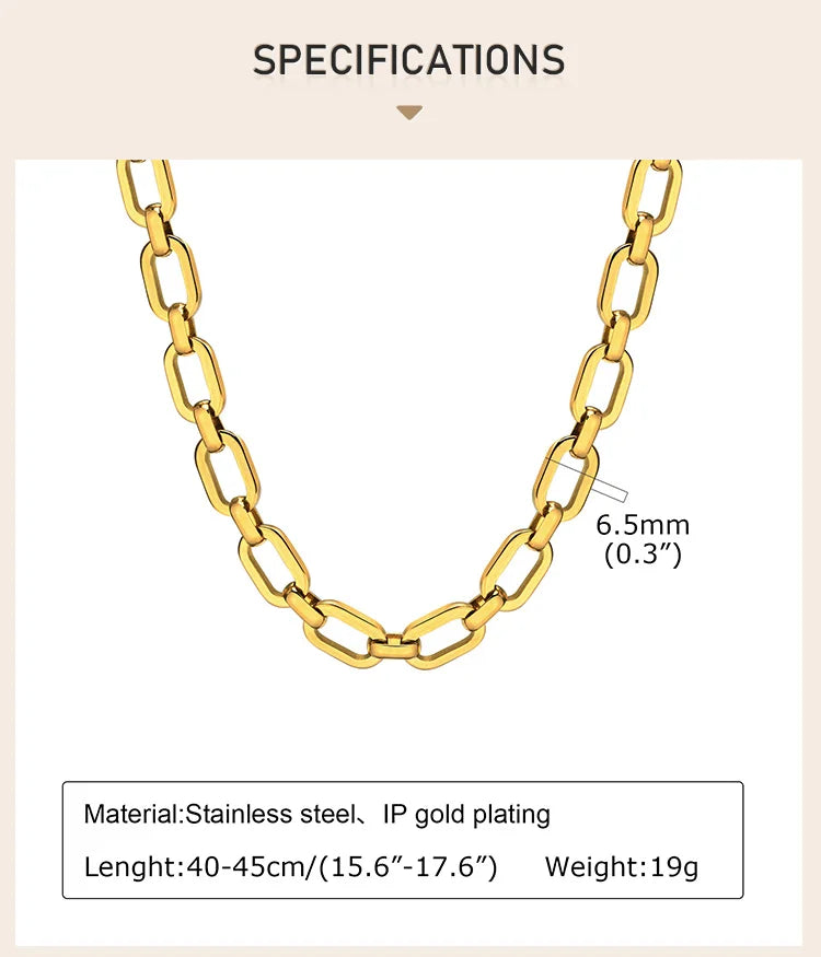 Chunky Gold Link Necklace – Thick Oval Chain Choker for Women