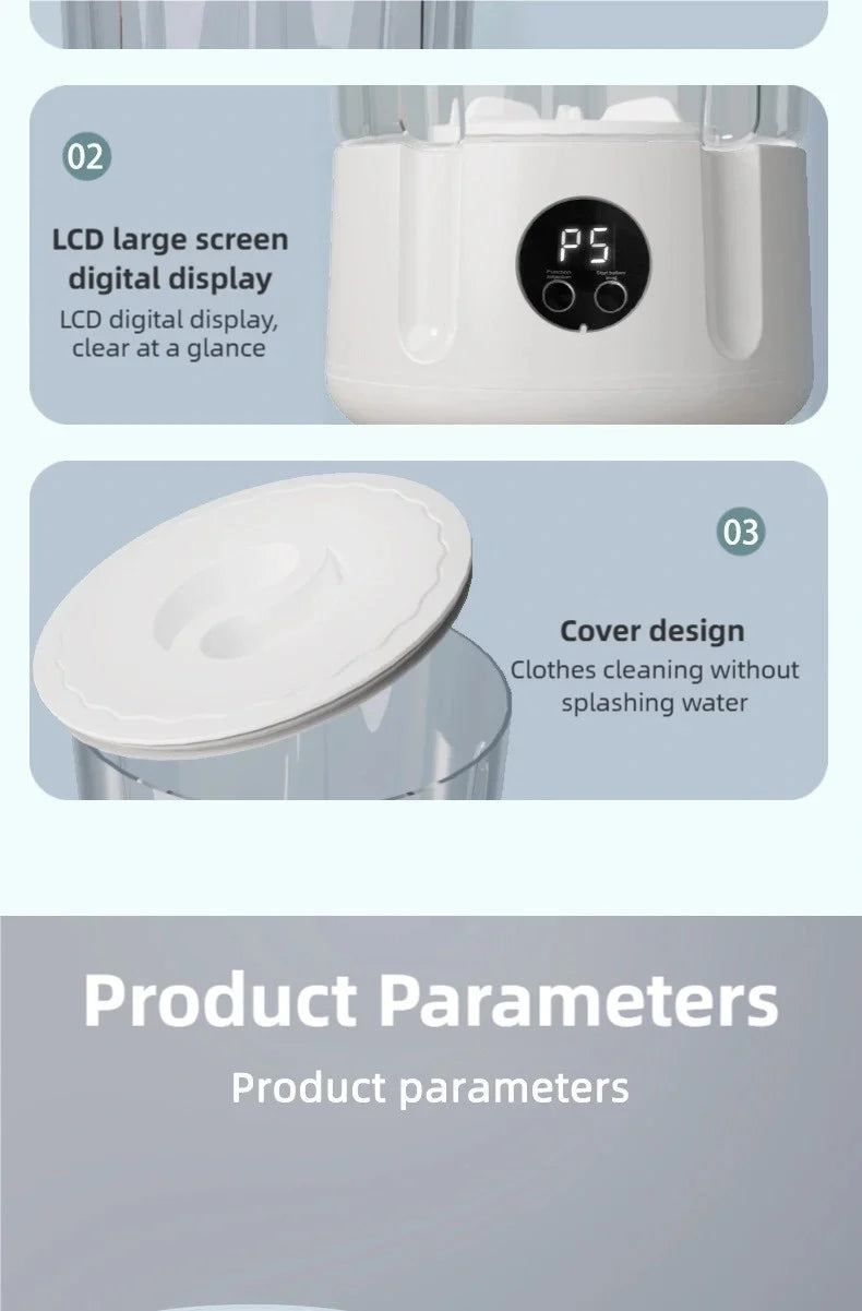 1.5L Portable Mini Washer — Perfect for Socks & Small Clothes Anytime, Anywhere