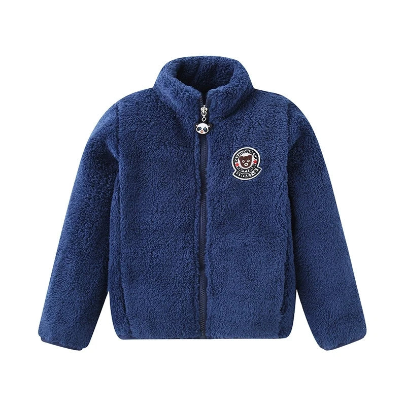 Winter Boys Hooded Jacket – Warm Thicken Fur Collar Zipper Outerwear 5–14Y