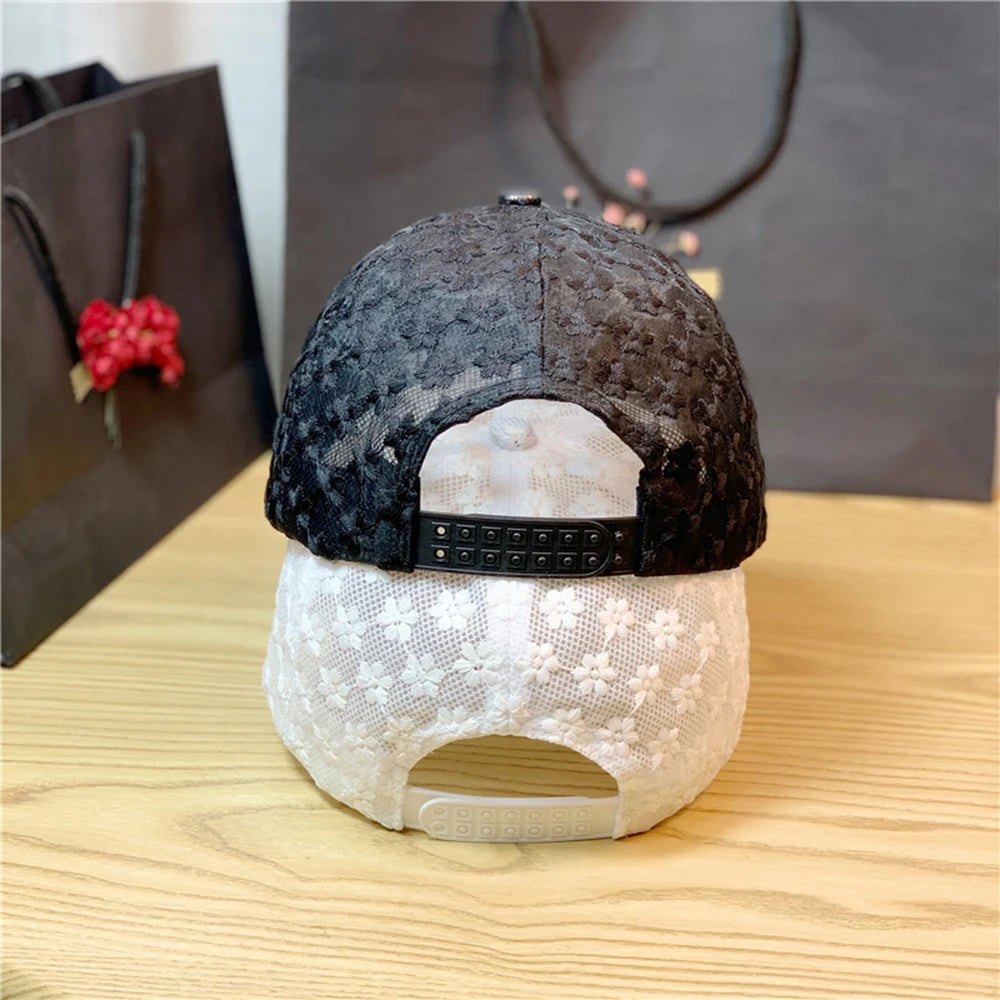 Lace Flower Thin Baseball Cap – Women’s Summer Breathable Sun Hat