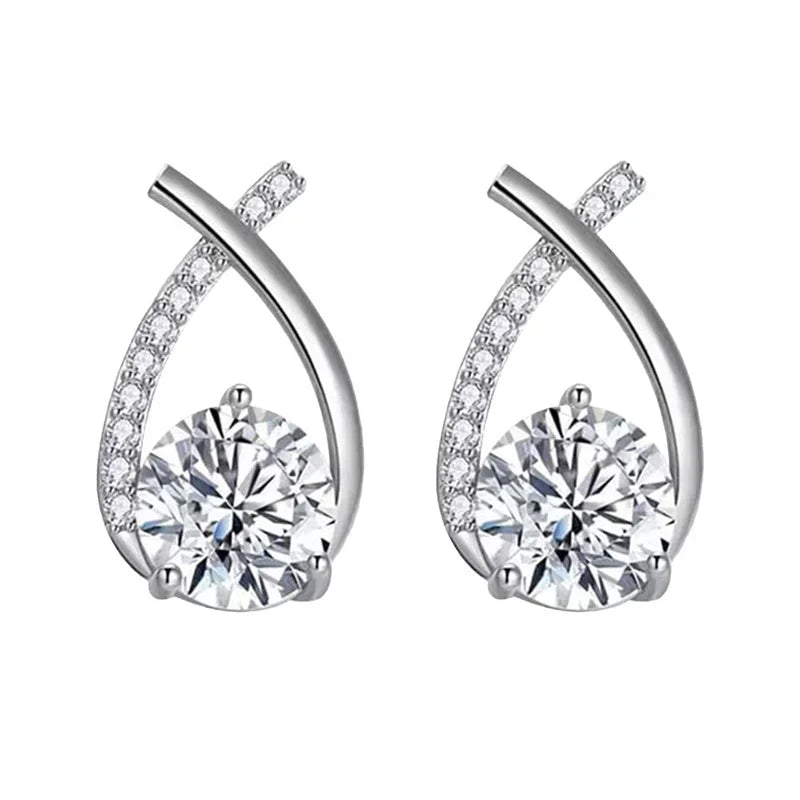 Crystal Cross Stud Earrings – Elegant Korean Style Women’s Jewelry