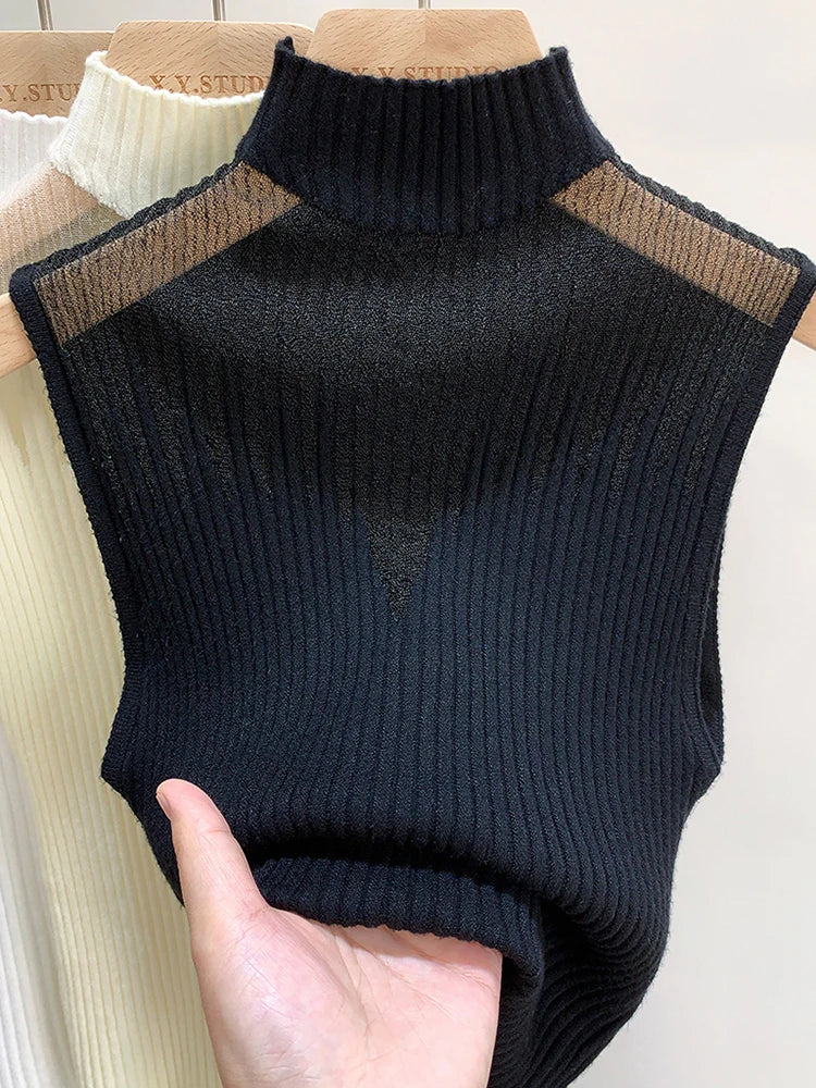 Y2K Mesh Knit Tank Top – Sleeveless Cut-Out Streetwear Style