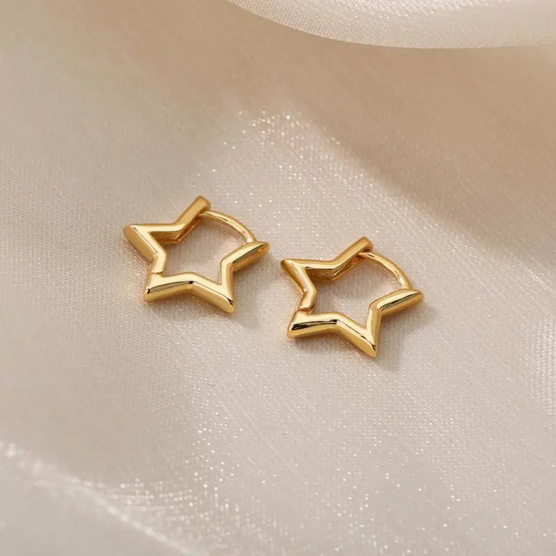 Gold Heart Zircon Hoop Earrings – Waterproof Stainless Steel Jewelry