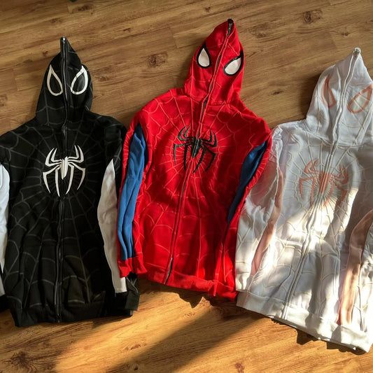 Spider Y2K Vintage Zip-Up Hoodie – Oversized Unisex Streetwear