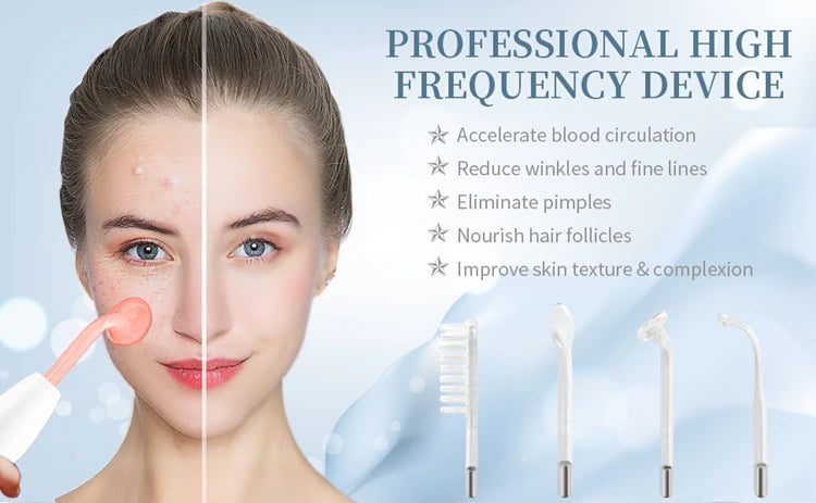 Portable High Frequency Skin Therapy Wand – Acne, Rejuvenation & Wrinkle Reduction Tool