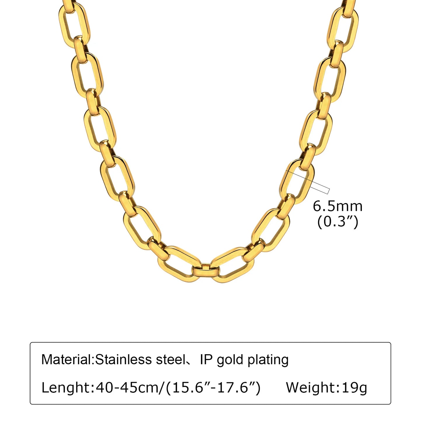 Chunky Gold Link Necklace – Thick Oval Chain Choker for Women