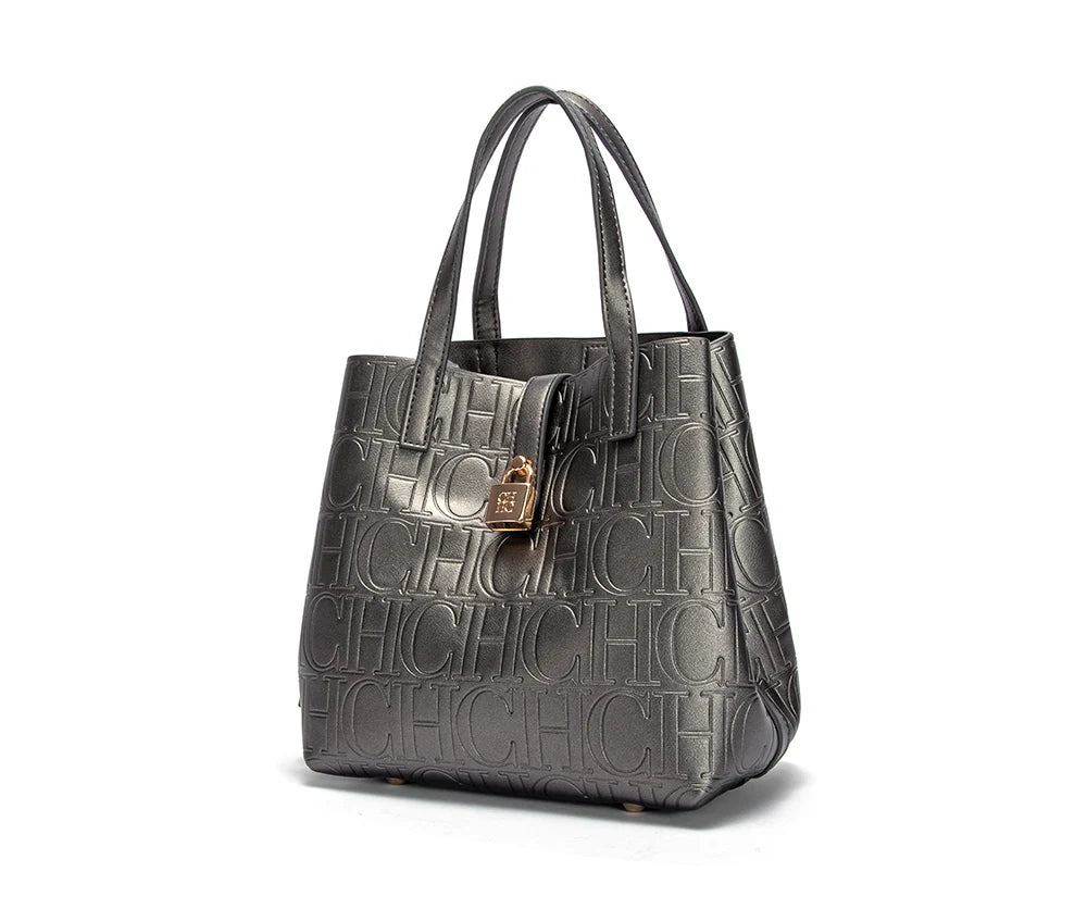 CHCH Women’s Steel Embossed Handheld Tote Bag – Mother’s Shopping Bag