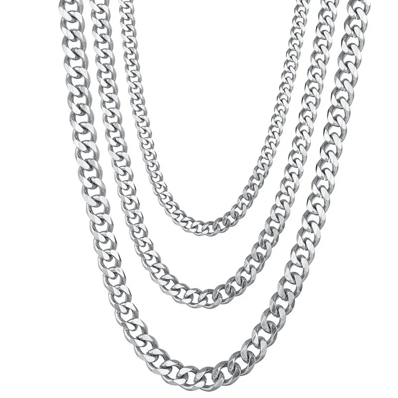 Stainless Steel Cuban Link Chain – Unisex Hip Hop Party Necklace