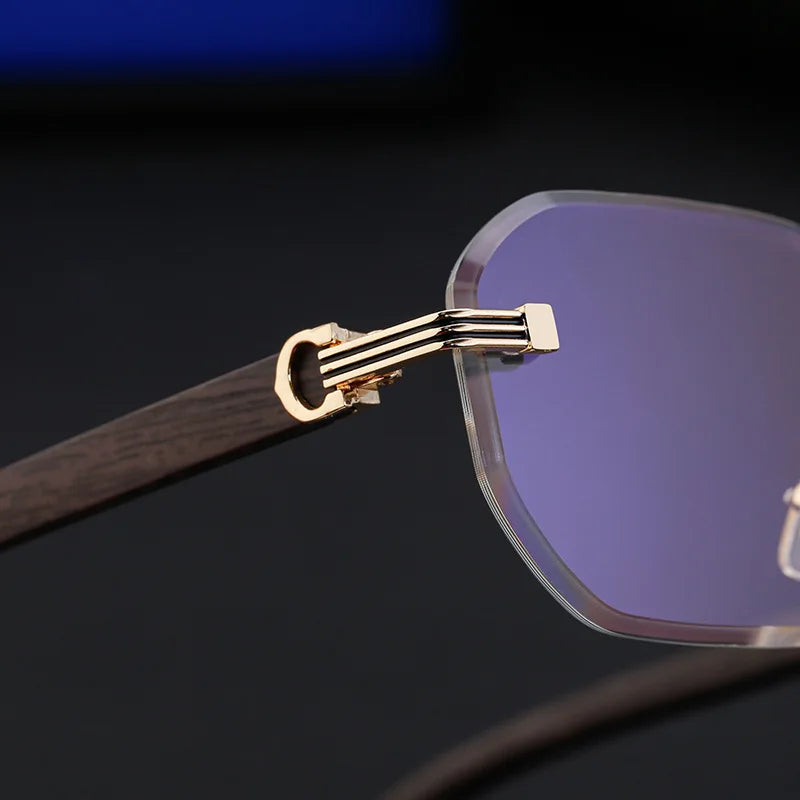 Vintage Square Rimless Sunglasses – Luxury Punk UV400 Anti Blue Light for Men 2025