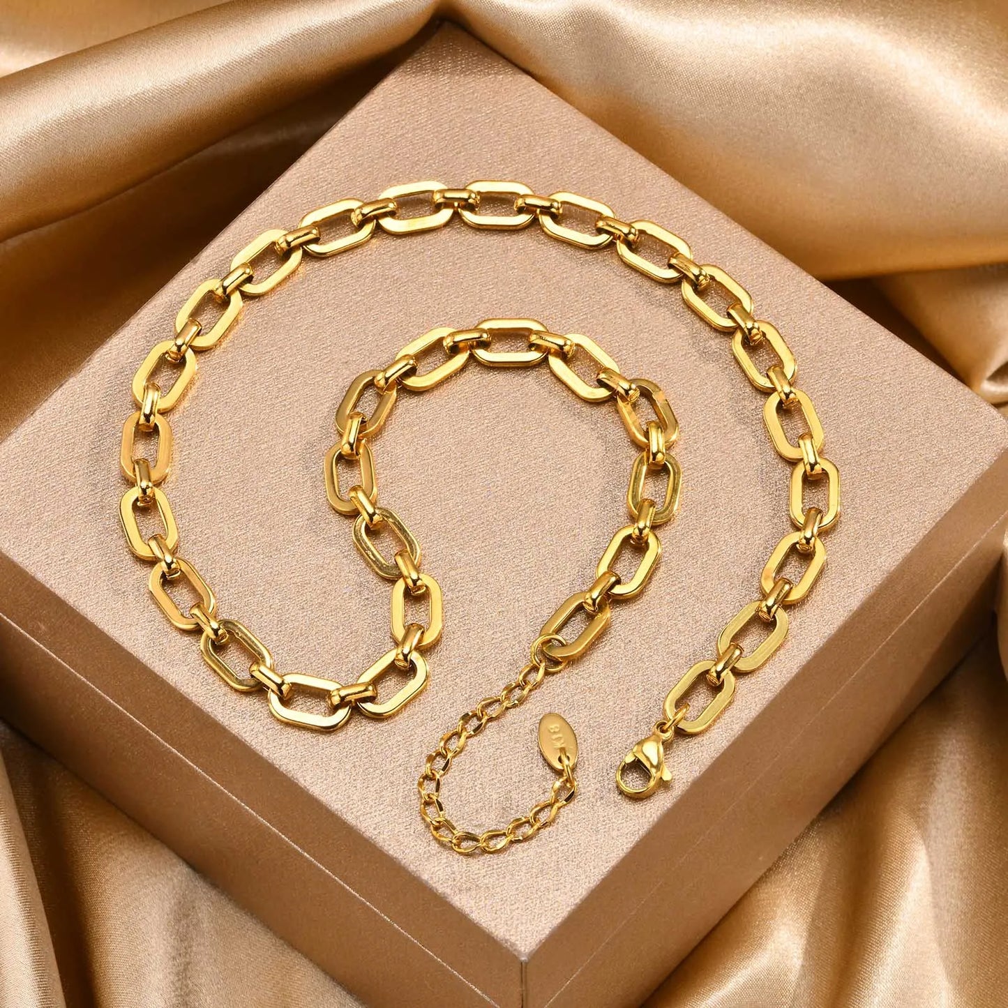 Chunky Gold Link Necklace – Thick Oval Chain Choker for Women