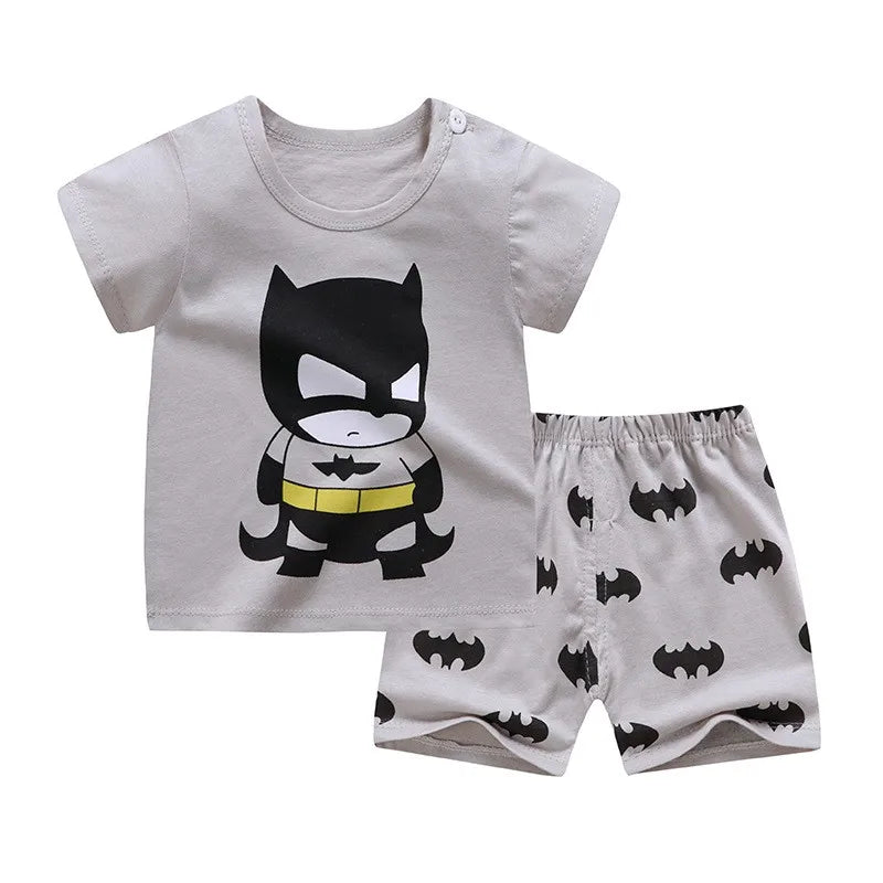 Boys’ Cartoon Print Clothing Set – Short Sleeve T-Shirt & Shorts Tracksuit