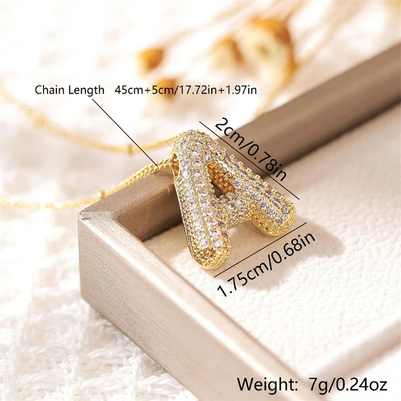 Gold A–Z Letter Necklace – Zircon Pendant Minimalist Chain
