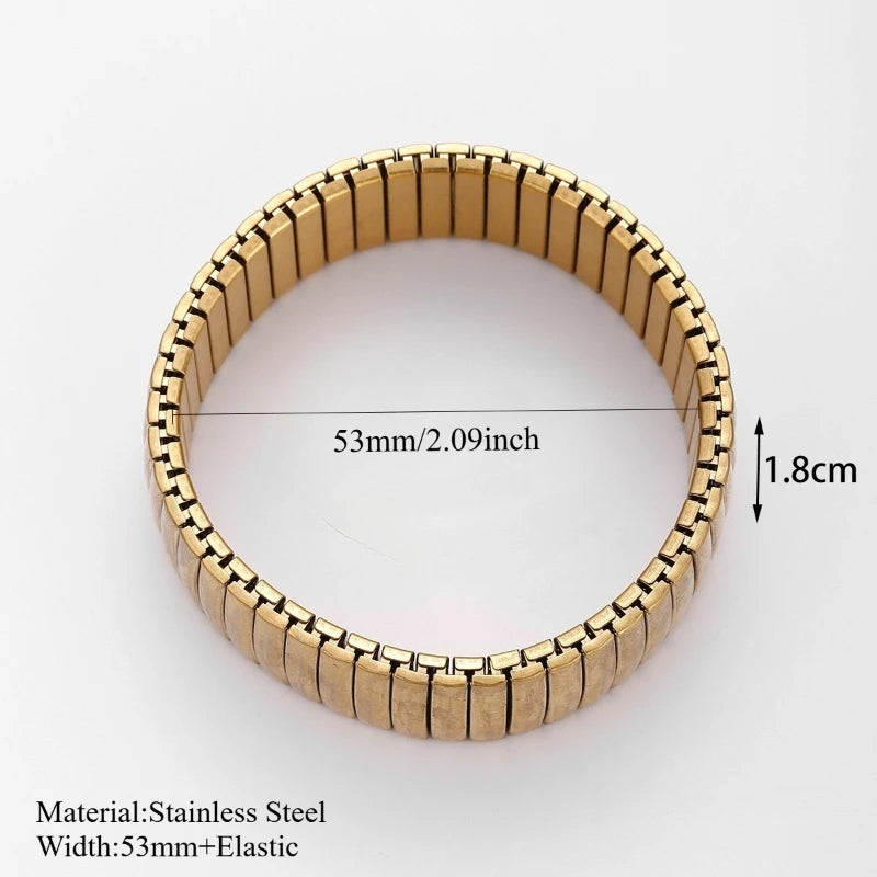 Loe Titanium Steel Gold Plated Heart Elastic Bracelet – Punk Hip Hop Jewelry for Women