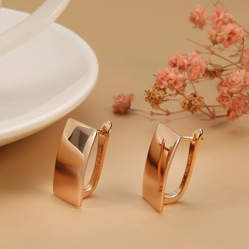 585 Rose Gold Square Dangle Earrings – Glossy Women’s Fine Jewelry