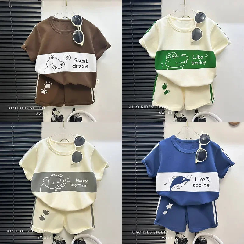 Kids Cotton Summer Set – Short Sleeve Tops & Shorts for Girls & Boys