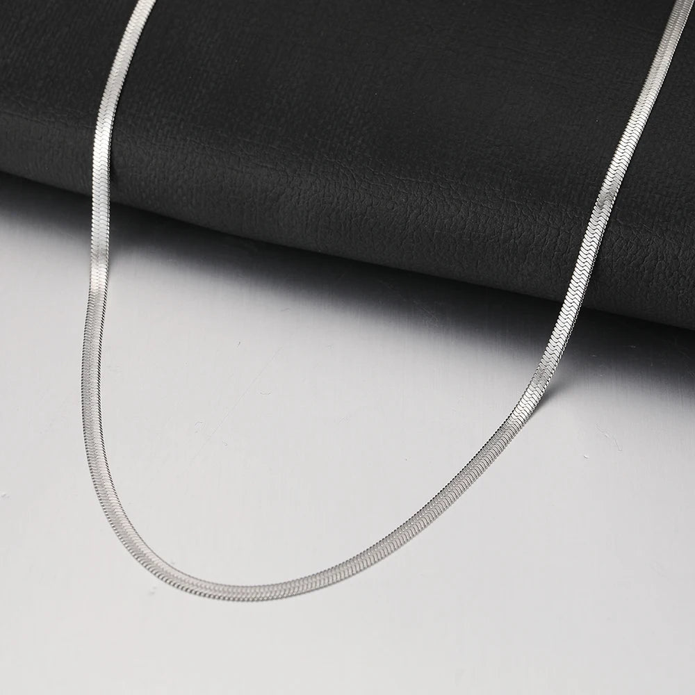 Stainless Steel Herringbone Snake Chain – Unisex Waterproof Choker Necklace