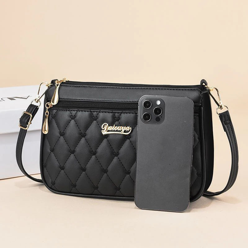 Embroidered Leather Handbag – Stylish Messenger Shoulder Bag for Women