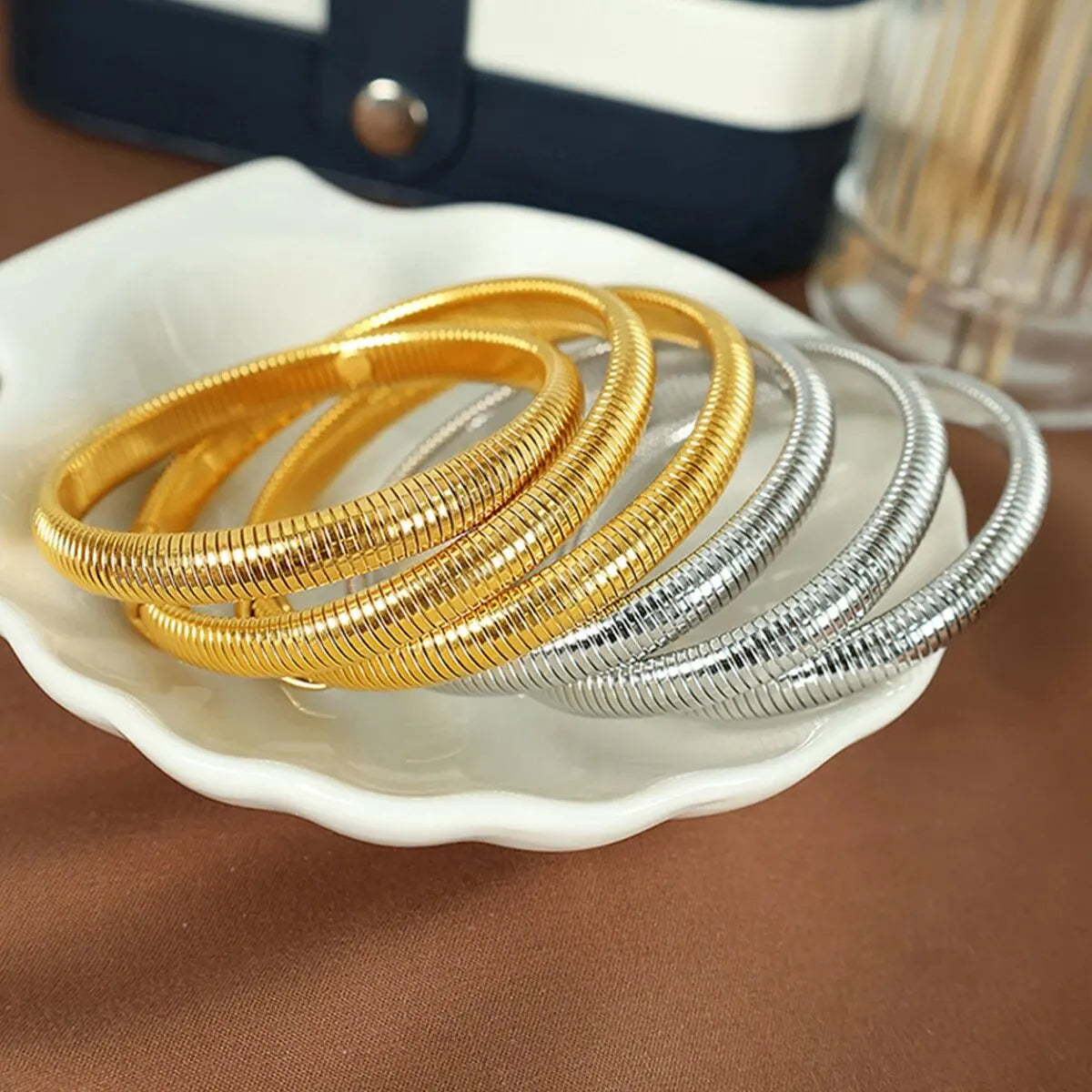 Waterproof 18K Gold Plated Stainless Steel Thick Bracelet – Unisex Jewelry