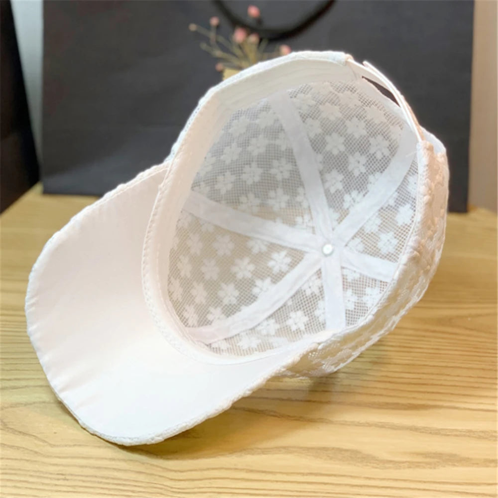 Lace Flower Thin Baseball Cap – Women’s Summer Breathable Sun Hat