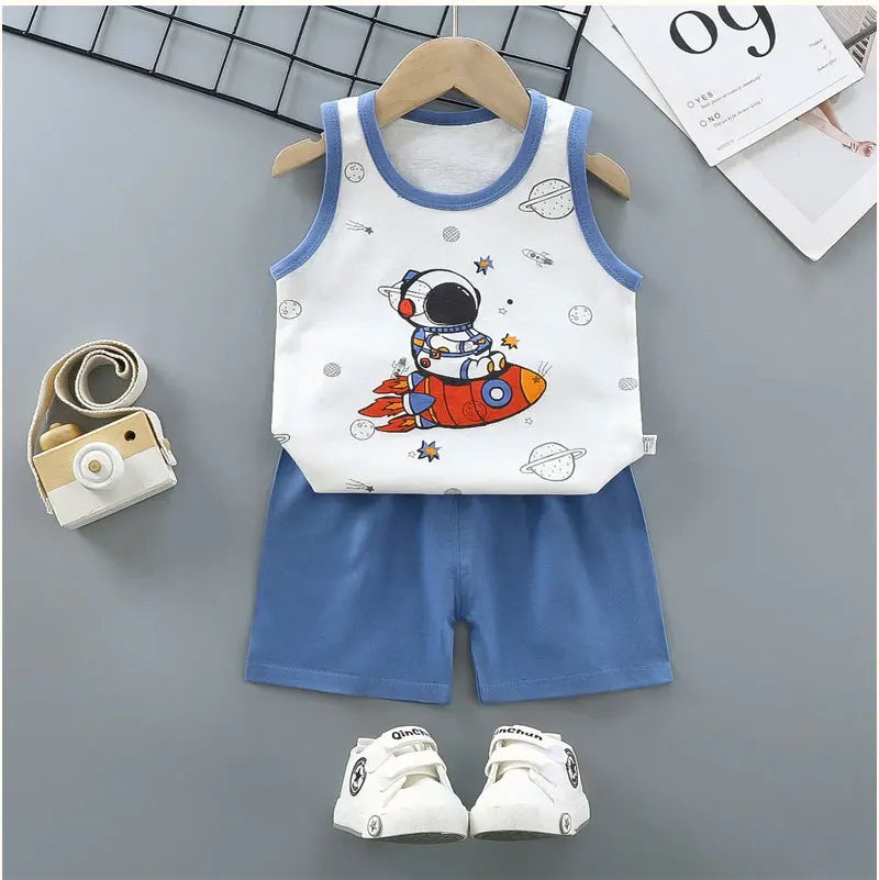 Children’s Summer Cotton Sets – Boys & Girls Sleeveless Tank Tops & Shorts