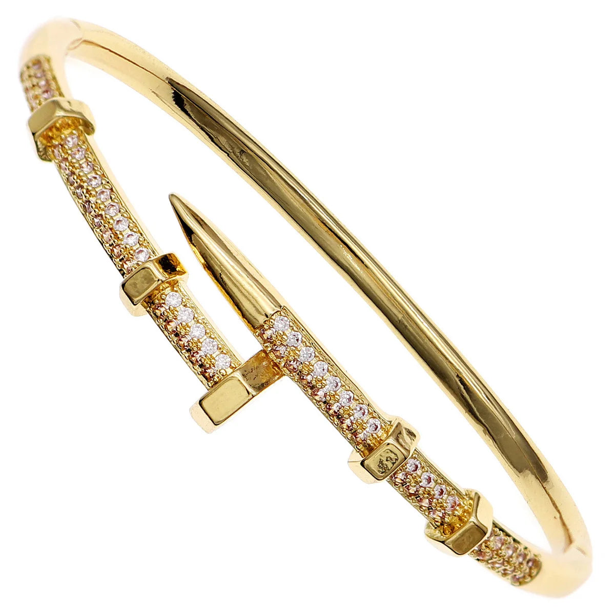 Classic Stainless Steel Nail Bracelet – Sparkling Zircon Bangle Jewelry Gift