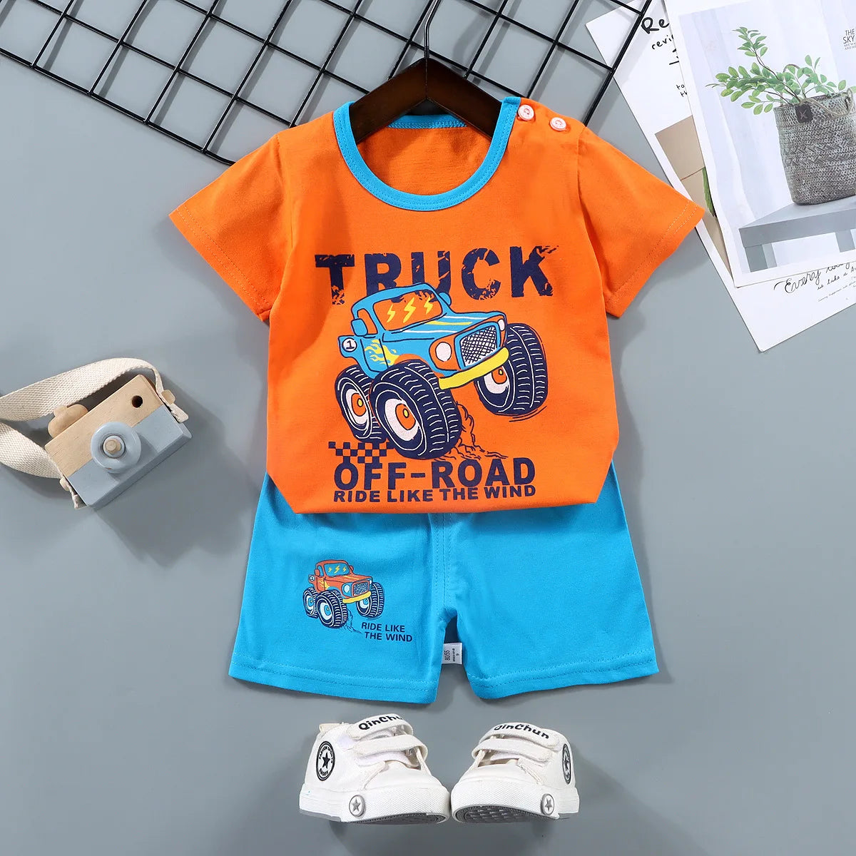 2PCS Mother & Kids Summer Cotton Sets – Short Sleeve T-Shirts & Shorts for Boys & Girls