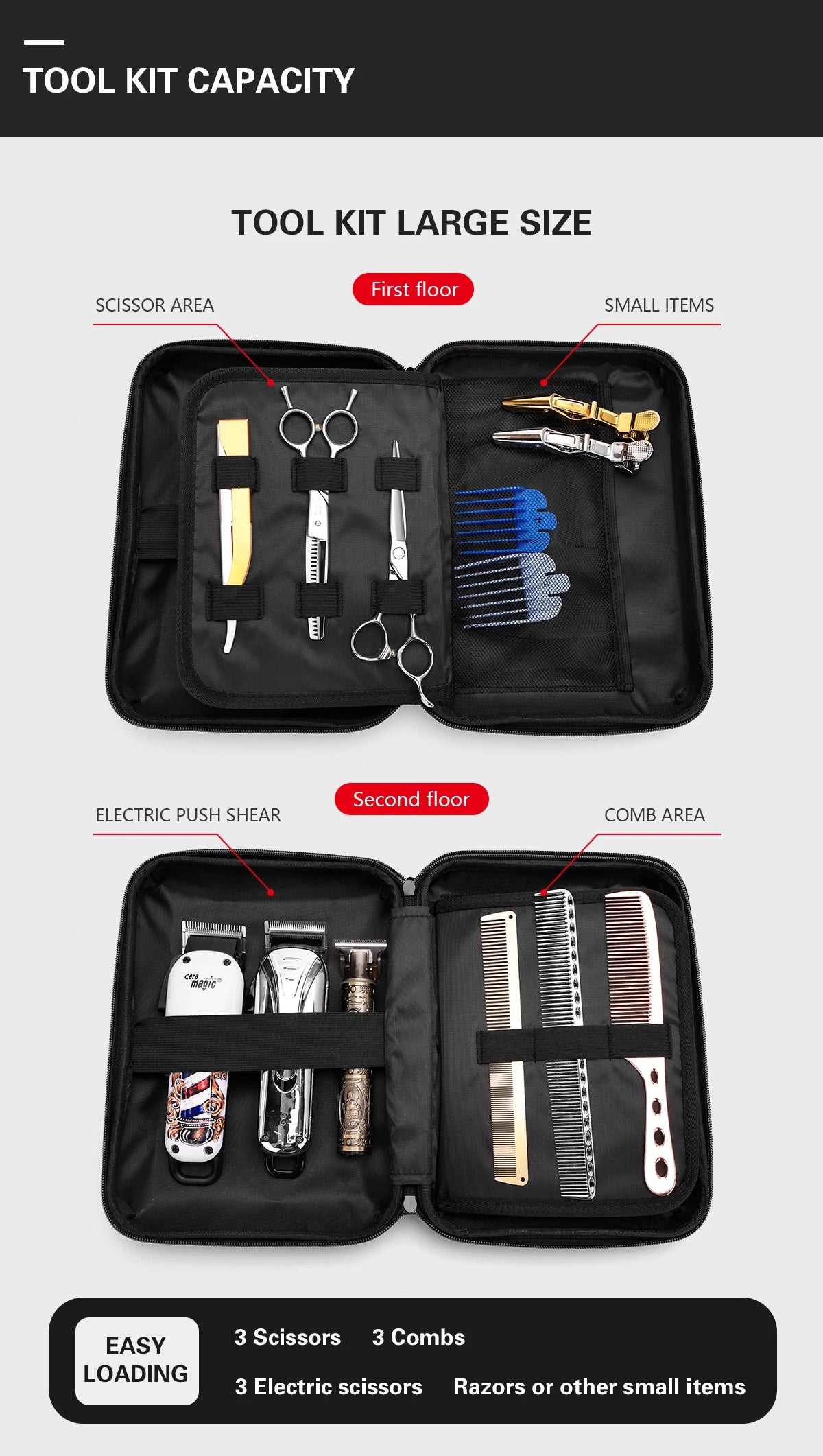 Portable Hair Scissors Case – Waterproof Shockproof Barber Tool Storage Bag