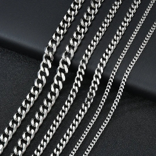 Stainless Steel Cuban Link Chain – Unisex Hip Hop Party Necklace