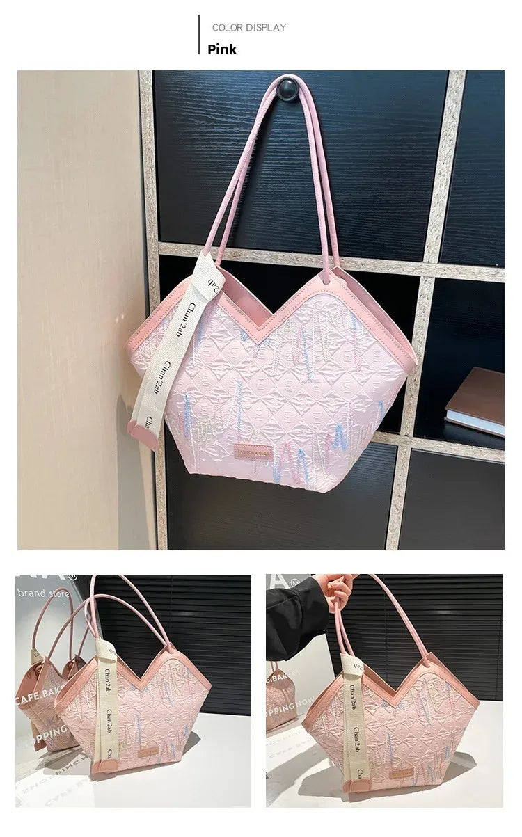 Large Capacity PU Tote – Minimalist Versatile Shoulder Bag for Women