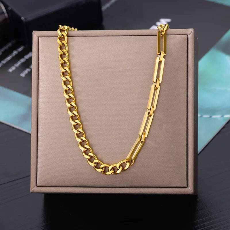 316L Stainless Steel Multilayer Heart Necklace – Gold Goth Clavicle Choker for Women