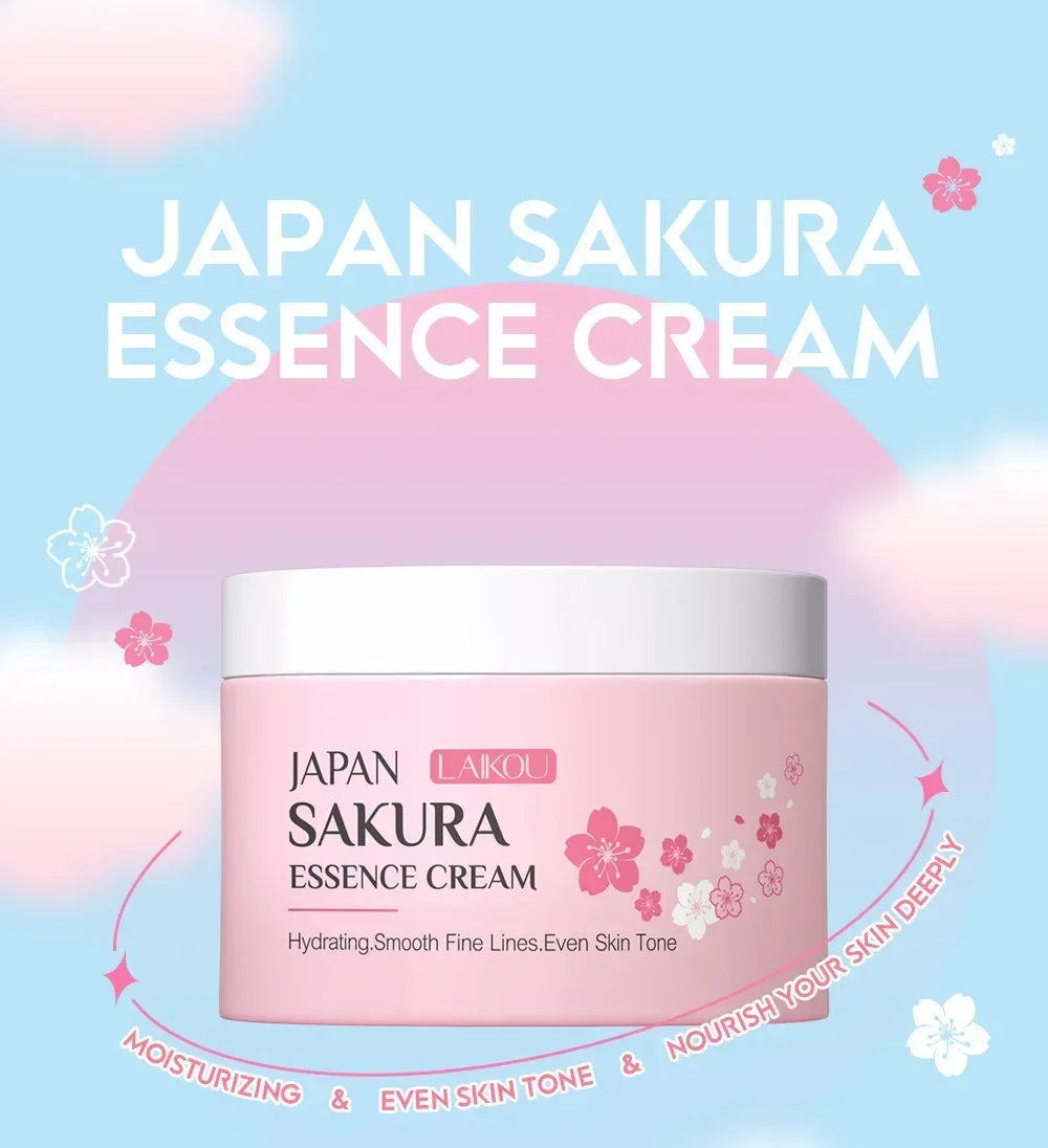 LAIKOU Japan Sakura Face Cream – Smoothing Moisturizer, Whitening & Nourishing, Oil Control & Skin Repair, Hydrating Skincare 25g