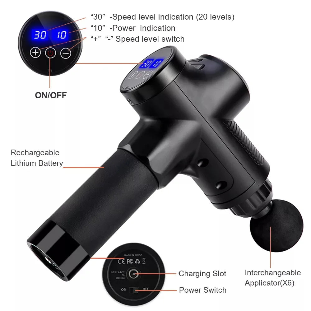 ChatGPT said:  Electric Fascia Massage Gun – Percussion Pistol for Deep Tissue Muscle Relaxation, Pain Relief & Fitness Recovery (Neck, Back & Body)